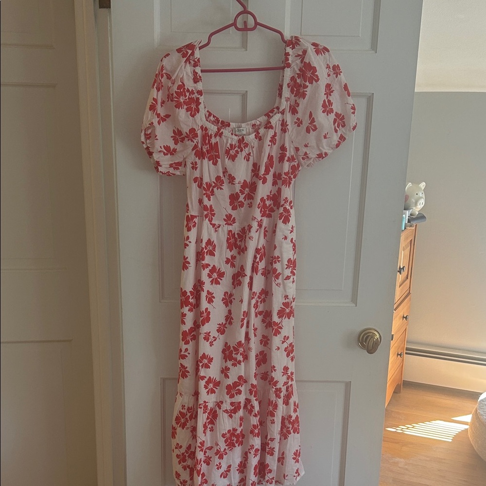 J. Crew Red Floral Print Dress